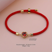 Lady Romantic Shiny Heart Shape Rope Copper Plating Inlay Zircon 18k Gold Plated Unisex Drawstring Bracelets main image 4
