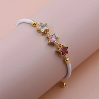 Lady Romantic Shiny Star Rope Copper Plating Inlay Zircon 18k Gold Plated Women's Drawstring Bracelets main image 6