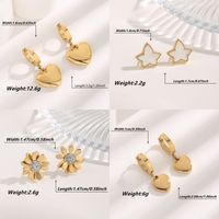 1 Pair Fairy Style Glam Cute Heart Shape Flower Plating Inlay Titanium Steel Copper Shell Zircon Gold Plated Ear Studs main image 11