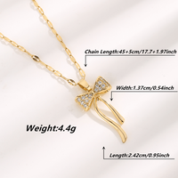 Cute Sweet Heart Shape Bow Knot Elk Titanium Steel Plating Inlay Resin Pearl Zircon Gold Plated Pendant Necklace main image 11
