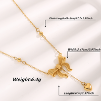 Cute Sweet Heart Shape Bow Knot Elk Titanium Steel Plating Inlay Resin Pearl Zircon Gold Plated Pendant Necklace main image 9