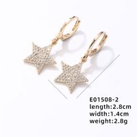 304 Stainless Steel Copper K Gold Plated Rhodium Plated Hip-Hop Simple Style Plating Inlay Pentagram Zircon Jewelry Set sku image 5