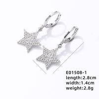 304 Stainless Steel Copper K Gold Plated Rhodium Plated Hip-Hop Simple Style Plating Inlay Pentagram Zircon Jewelry Set sku image 4