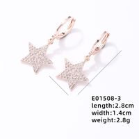 304 Stainless Steel Copper K Gold Plated Rhodium Plated Hip-Hop Simple Style Plating Inlay Pentagram Zircon Jewelry Set sku image 6