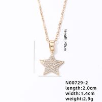 304 Stainless Steel Copper K Gold Plated Rhodium Plated Hip-Hop Simple Style Plating Inlay Pentagram Zircon Jewelry Set sku image 1