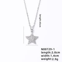 304 Stainless Steel Copper K Gold Plated Rhodium Plated Hip-Hop Simple Style Plating Inlay Pentagram Zircon Jewelry Set sku image 3