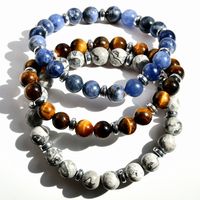 Handmade Multicolor Natural Stone Beaded Plating Silver Plated Bracelets main image 3