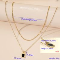 Pendeln Quadrat Titan Stahl Polieren Überzug 18 Karat Vergoldet Halskette sku image 1