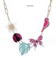 Vintage Style Flower Butterfly Bird Arylic Alloy Rhinestone Plating Women's Pendant Necklace main image 2