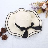 Women's Glam Lady Pastoral Solid Color Bowknot Side Of Fungus Straw Hat main image 2