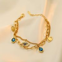 Simple Style Commute Devil's Eye 304 Stainless Steel 18K Gold Plated Zircon Bracelets In Bulk sku image 2