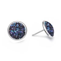 1 Pair Sweet Round Inlay Copper Artificial Crystal Ear Studs sku image 1