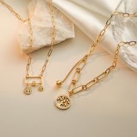 304 Stainless Steel 18K Gold Plated Simple Style Commute Plating Inlay Life Tree Zircon Pendant Necklace main image 1