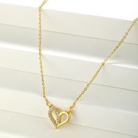 Stainless Steel Elegant Plating Inlay Heart Shape Solid Color Artificial Diamond Pendant Necklace main image 3