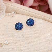 1 Pair Sweet Round Inlay Copper Artificial Crystal Ear Studs main image 4