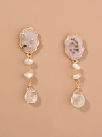 1 Pair Ethnic Style Irregular Beaded Inlay Freshwater Pearl Copper Shell Drop Earrings main image 3