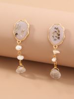 1 Pair Ethnic Style Irregular Beaded Inlay Freshwater Pearl Copper Shell Drop Earrings main image 1