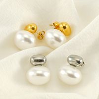 1 Piece Cute Queen Bridal Solid Color Plating Inlay 304 Stainless Steel Pearl 18K Gold Plated Ear Studs main image 1