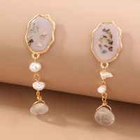 1 Pair Ethnic Style Irregular Beaded Inlay Freshwater Pearl Copper Shell Drop Earrings sku image 1