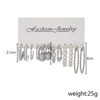 1 Set Elegant Cute Shiny Solid Color Beaded Artificial Pearl Alloy Hoop Earrings main image 4