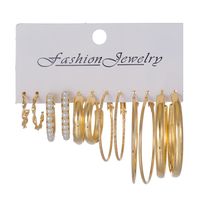 1 Set Elegant Cute Shiny Solid Color Beaded Artificial Pearl Alloy Hoop Earrings main image 5