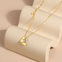 Simple Style Geometric Sterling Silver Plating Inlay Zircon Pendant Necklace main image 3