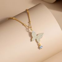 Simple Style Butterfly Sterling Silver Plating Inlay Zircon Pendant Necklace main image 1