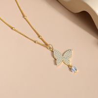 Simple Style Butterfly Sterling Silver Plating Inlay Zircon Pendant Necklace main image 4