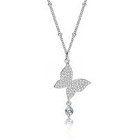 Simple Style Butterfly Sterling Silver Plating Inlay Zircon Pendant Necklace sku image 1