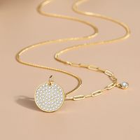 Simple Style Geometric Round Sterling Silver Plating Inlay Zircon Pendant Necklace main image 1