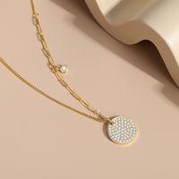 Simple Style Geometric Round Sterling Silver Plating Inlay Zircon Pendant Necklace main image 4