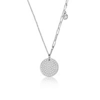 Simple Style Geometric Round Sterling Silver Plating Inlay Zircon Pendant Necklace sku image 1