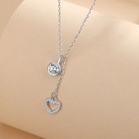 Simple Style Heart Shape Sterling Silver Plating Inlay Zircon Pendant Necklace main image 3