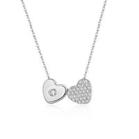 Simple Style Heart Shape Sterling Silver Plating Inlay Zircon Pendant Necklace sku image 1