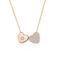 Simple Style Heart Shape Sterling Silver Plating Inlay Zircon Pendant Necklace sku image 2