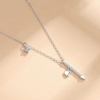 Simple Style Geometric Heart Shape Sterling Silver Plating Inlay Zircon Pendant Necklace main image 4