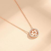 Simple Style Round Sterling Silver Inlay Artificial Gemstones Pendant Necklace main image 4