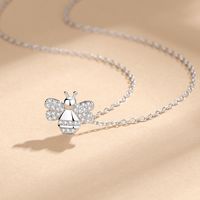 Simple Style Bee Sterling Silver Inlay Zircon Pendant Necklace main image 3