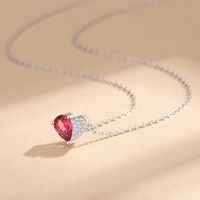 Simple Style Heart Shape Sterling Silver Inlay Zircon Pendant Necklace main image 3