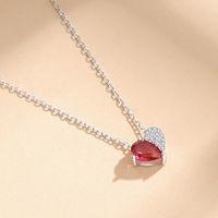 Simple Style Heart Shape Sterling Silver Inlay Zircon Pendant Necklace main image 4