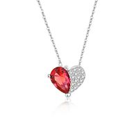 Simple Style Heart Shape Sterling Silver Inlay Zircon Pendant Necklace main image 6