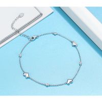 Simple Style Heart Shape Sterling Silver Plating White Gold Plated Women's Anklet sku image 1