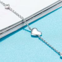 Simple Style Heart Shape Sterling Silver Plating White Gold Plated Women's Anklet main image 3