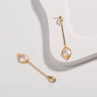 1 Pair Elegant Water Droplets Freshwater Pearl Copper Drop Earrings main image 4