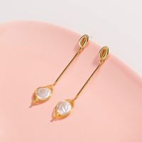 1 Pair Elegant Water Droplets Freshwater Pearl Copper Drop Earrings main image 3