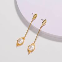 1 Pair Elegant Water Droplets Freshwater Pearl Copper Drop Earrings main image 5