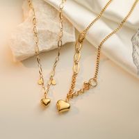 Simple Style Commute Heart Shape Titanium Steel Plating 18k Gold Plated Pendant Necklace main image 3