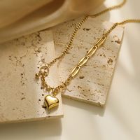 Simple Style Commute Heart Shape Titanium Steel Plating 18k Gold Plated Pendant Necklace main image 5