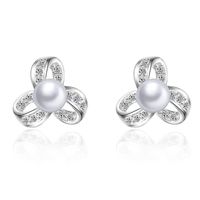 1 Pair Lady Leaf Pearl Copper Ear Studs main image 3