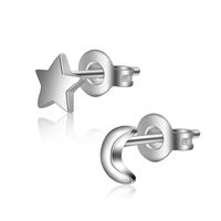 1 Pair Simple Style Star Moon Asymmetrical Plating Copper White Gold Plated Ear Studs main image 1